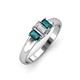 3 - Sharon 6x4 mm Emerald Cut Lab Grown Diamond and London Blue Topaz Trellis Three Stone Engagement Ring 