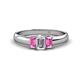 1 - Sharon 6x4 mm Emerald Cut Lab Grown Diamond and Pink Sapphire Trellis Three Stone Engagement Ring 