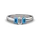 1 - Sharon 6x4 mm Emerald Cut Lab Grown Diamond and Blue Topaz Trellis Three Stone Engagement Ring 