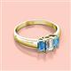 2 - Sharon 6x4 mm Emerald Cut Lab Grown Diamond and Blue Topaz Trellis Three Stone Engagement Ring 