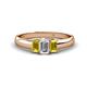 1 - Sharon 6x4 mm Emerald Cut Lab Grown Diamond and Yellow Sapphire Trellis Three Stone Engagement Ring 