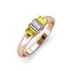 3 - Sharon 6x4 mm Emerald Cut Lab Grown Diamond and Yellow Sapphire Trellis Three Stone Engagement Ring 