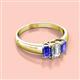 2 - Sharon 6x4 mm Emerald Cut Lab Grown Diamond and Tanzanite Trellis Three Stone Engagement Ring 