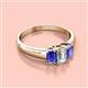 2 - Sharon 6x4 mm Emerald Cut Lab Grown Diamond and Tanzanite Trellis Three Stone Engagement Ring 