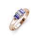 3 - Sharon 6x4 mm Emerald Cut Lab Grown Diamond and Tanzanite Trellis Three Stone Engagement Ring 