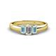 1 - Sharon 6x4 mm Emerald Cut Lab Grown Diamond and Aquamarine Trellis Three Stone Engagement Ring 