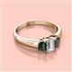 2 - Sharon 6x4 mm Emerald Cut Lab Grown Diamond and Lab Created Alexandrite Trellis Three Stone Engagement Ring 