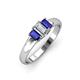 3 - Sharon 6x4 mm Emerald Cut Lab Grown Diamond and Blue Sapphire Trellis Three Stone Engagement Ring 