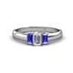 1 - Sharon 6x4 mm Emerald Cut Lab Grown Diamond and Tanzanite Trellis Three Stone Engagement Ring 