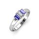 3 - Sharon 6x4 mm Emerald Cut Lab Grown Diamond and Tanzanite Trellis Three Stone Engagement Ring 