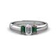 1 - Sharon 6x4 mm Emerald Cut Lab Grown Diamond and Lab Created Alexandrite Trellis Three Stone Engagement Ring 