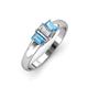 3 - Sharon 6x4 mm Emerald Cut Lab Grown Diamond and Blue Topaz Trellis Three Stone Engagement Ring 