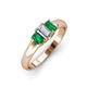 3 - Sharon 6x4 mm Emerald Cut Lab Grown Diamond and Emerald Trellis Three Stone Engagement Ring 