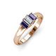 3 - Sharon 6x4 mm Emerald Cut Lab Grown Diamond and Iolite Trellis Three Stone Engagement Ring 