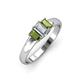 3 - Sharon 6x4 mm Emerald Cut Lab Grown Diamond and Peridot Trellis Three Stone Engagement Ring 