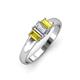3 - Sharon 6x4 mm Emerald Cut Lab Grown Diamond and Yellow Sapphire Trellis Three Stone Engagement Ring 