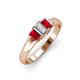 3 - Sharon 6x4 mm Emerald Cut Lab Grown Diamond and Ruby Trellis Three Stone Engagement Ring 
