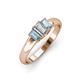 3 - Sharon 6x4 mm Emerald Cut Lab Grown Diamond and Aquamarine Trellis Three Stone Engagement Ring 