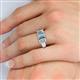 5 - Sharon 6x4 mm Emerald Cut Aquamarine and Lab Grown Diamond Trellis Three Stone Engagement Ring 