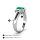 4 - Sharon 6x4 mm Emerald Cut Emerald and Lab Grown Diamond Trellis Three Stone Engagement Ring 