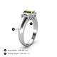 4 - Sharon 6x4 mm Emerald Cut Peridot and Lab Grown Diamond Trellis Three Stone Engagement Ring 