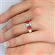 5 - Sharon 6x4 mm Emerald Cut Lab Grown Diamond and Ruby Trellis Three Stone Engagement Ring 