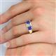 5 - Sharon 6x4 mm Emerald Cut Lab Grown Diamond and Tanzanite Trellis Three Stone Engagement Ring 