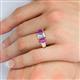 5 - Sharon 6x4 mm Emerald Cut Lab Grown Diamond and Amethyst Trellis Three Stone Engagement Ring 