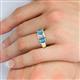 5 - Sharon 6x4 mm Emerald Cut Lab Grown Diamond and Blue Topaz Trellis Three Stone Engagement Ring 