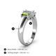 4 - Sharon 6x4 mm Emerald Cut Lab Grown Diamond and Peridot Trellis Three Stone Engagement Ring 