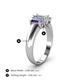 4 - Sharon 6x4 mm Emerald Cut Lab Grown Diamond and Iolite Trellis Three Stone Engagement Ring 