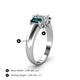 4 - Sharon 6x4 mm Emerald Cut Lab Grown Diamond and London Blue Topaz Trellis Three Stone Engagement Ring 