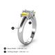 4 - Sharon 6x4 mm Emerald Cut Lab Grown Diamond and Yellow Sapphire Trellis Three Stone Engagement Ring 