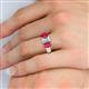 5 - Sharon 6x4 mm Emerald Cut Lab Grown Diamond and Ruby Trellis Three Stone Engagement Ring 