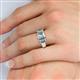 5 - Sharon 6x4 mm Emerald Cut Lab Grown Diamond and Aquamarine Trellis Three Stone Engagement Ring 