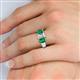 5 - Sharon 6x4 mm Emerald Cut Lab Grown Diamond and Emerald Trellis Three Stone Engagement Ring 