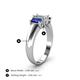 4 - Sharon 6x4 mm Emerald Cut Lab Grown Diamond and Blue Sapphire Trellis Three Stone Engagement Ring 