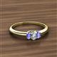 2 - Louisa 6x4 mm Oval Cut Diamond and Tanzanite Trellis Three Stone Engagement Ring 