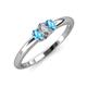 3 - Louisa 6x4 mm Oval Cut Diamond and Blue Topaz Trellis Three Stone Engagement Ring 