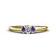 1 - Louisa 6x4 mm Oval Cut Diamond and Iolite Trellis Three Stone Engagement Ring 