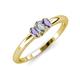 3 - Louisa 6x4 mm Oval Cut Diamond and Iolite Trellis Three Stone Engagement Ring 