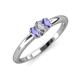 3 - Louisa 6x4 mm Oval Cut Diamond and Tanzanite Trellis Three Stone Engagement Ring 