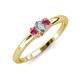 3 - Louisa 6x4 mm Oval Cut Diamond and Pink Tourmaline Trellis Three Stone Engagement Ring 