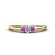 1 - Louisa 6x4 mm Oval Cut Diamond and Amethyst Trellis Three Stone Engagement Ring 