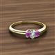 2 - Louisa 6x4 mm Oval Cut Diamond and Amethyst Trellis Three Stone Engagement Ring 
