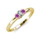 3 - Louisa 6x4 mm Oval Cut Diamond and Amethyst Trellis Three Stone Engagement Ring 