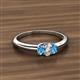 2 - Louisa 6x4 mm Oval Cut Diamond and Blue Topaz Trellis Three Stone Engagement Ring 