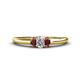 1 - Louisa 6x4 mm Oval Cut Diamond and Red Garnet Trellis Three Stone Engagement Ring 