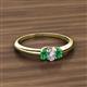 2 - Louisa 6x4 mm Oval Cut Diamond and Emerald Trellis Three Stone Engagement Ring 