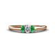 1 - Louisa 6x4 mm Oval Cut Diamond and Emerald Trellis Three Stone Engagement Ring 